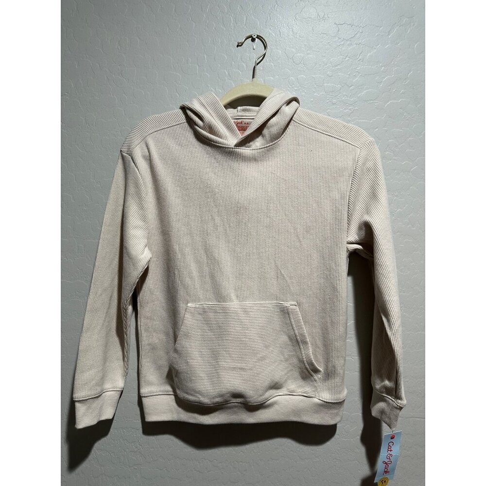 Cat & Jack ribbed pullover hoodie in a light beige or off-white size M (8) NWT